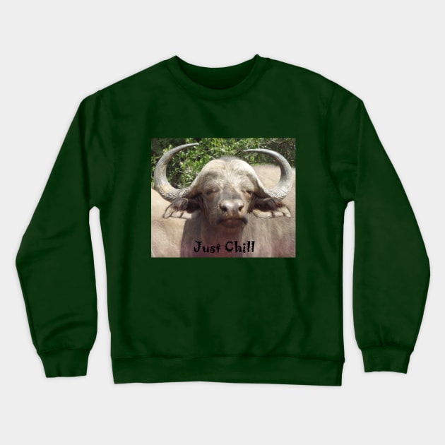 Just Chill Cool Water Buffalo Crewneck Sweatshirt by HutzcraftDesigns